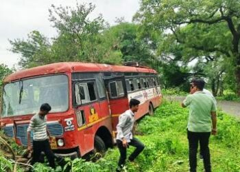 टायर फुटल्याने झालेल्या बस अपघातात १५ जखमी