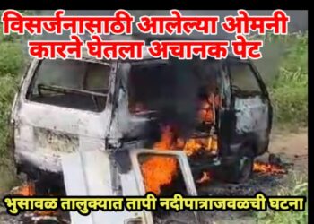 विसर्जनासाठी आलेल्या ओमनी कारने घेतला अचानक पेट