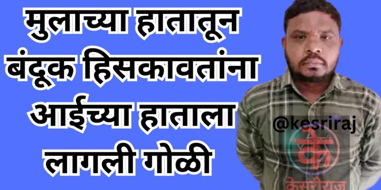 मुलाच्या हातातून बंदूक हिसकावतांना आईच्या हाताला लागली गोळी