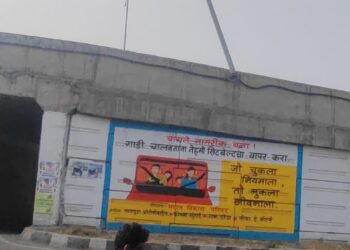 उड्डाणपुलावरील धोकादायक पथदिव्याचा खांब हटवावा