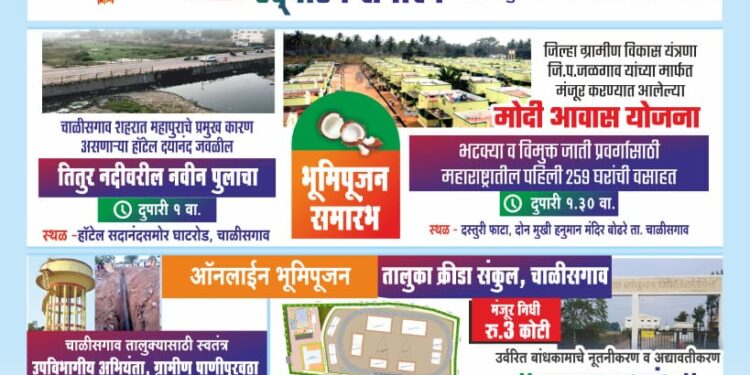 चाळीसगावात विविध विकासकामांचे उद्या उद्घाटन