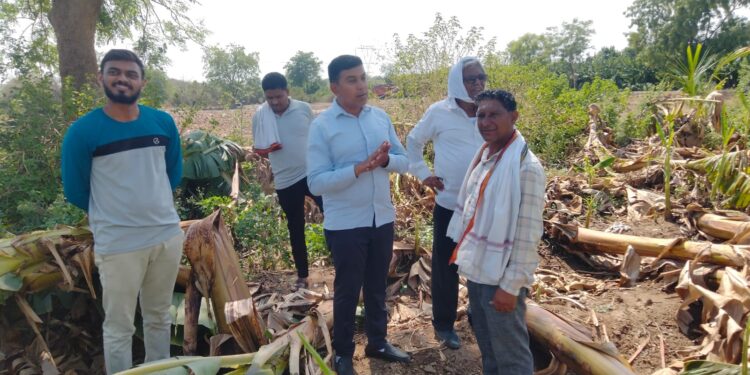 पाचोऱ्यात भाजपचे अमोल शिंदे पोहचले शेतकऱ्यांच्या बांधावर