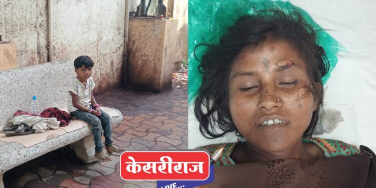 दुर्दैवी : दुचाकी घसरल्याने मातेचा डोळ्यादेखत मृत्यू ; दोन्ही चिमुकल्यांचे छत्र हरपले !