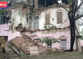 माजी विधानसभाध्यक्ष अरुणभाई गुजराथी यांचे जुने घर पावसाने कोसळले  