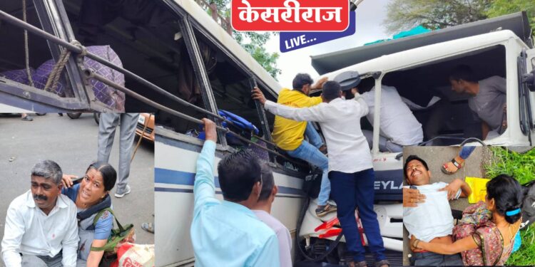 भीषण अपघात : डंपर-लक्झरी समोरासमोर धडकले..!