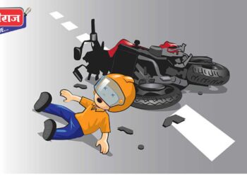 मोटारसायकल घसरुन मध्यप्रदेशातील तरुण जखमी