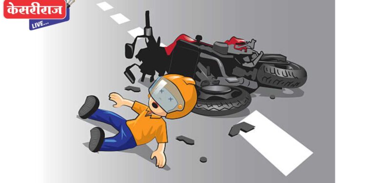 मोटारसायकल घसरुन मध्यप्रदेशातील तरुण जखमी
