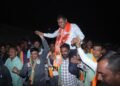 आ. मंगेश चव्हाण यांचे दरेगावात जंगी स्वागत