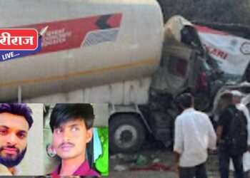 ताबा सुटल्याने सिमेंटचे टँकर घुसले आसरीच्या दुकानात, चालकासह दोघे ठार