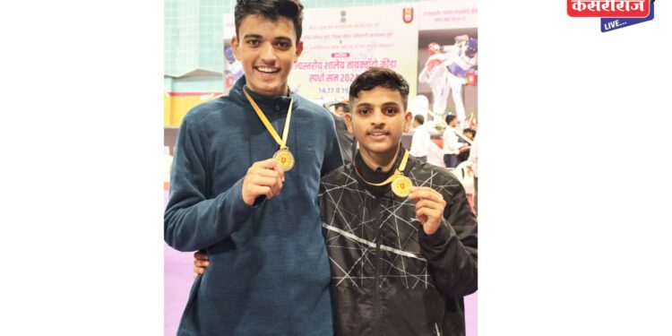 ६८ व्या शालेय राष्ट्रीय तायक्वांडो स्पर्धेच्या पुर्व प्रशिक्षण शिबीरासाठी १९ वर्षे आतील मुलांमध्ये दानिश तडवी तथा दर्शन कानवडे रवाना