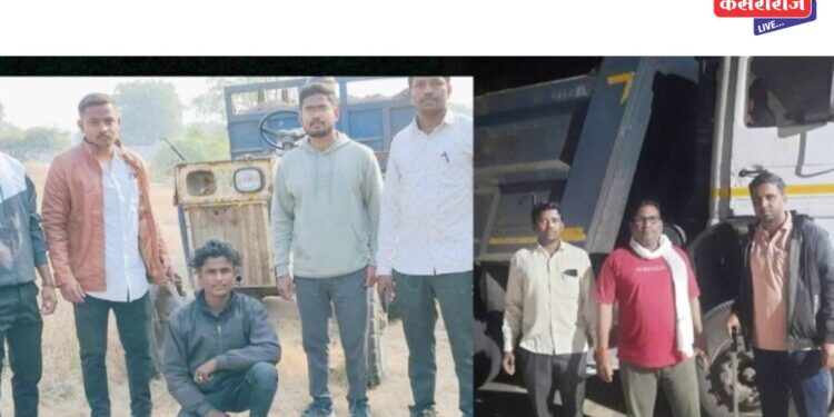 अवैध वाळू वाहतूक करणाऱ्या डंपरसह ट्रॅक्टरवर कारवाई