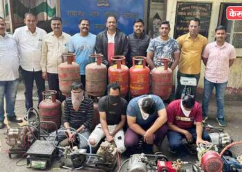 बंदी असतांनाही वाहनात गॅस रिफिलींग, ११ घरगुती गॅस सिलिंडरसह साहित्य केले जप्त
