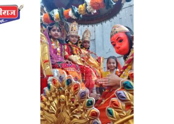 अयोध्या येथे श्रीराम मंदिराला वर्षपूर्ती झाल्याबद्दल निंभोरा स्टेशन येथे भव्य मिरवणूक