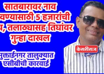 सातबारावर नाव लावण्यासाठी ५ हजारांची लाच, तलाठ्यासह तिघांवर गुन्हा दाखल