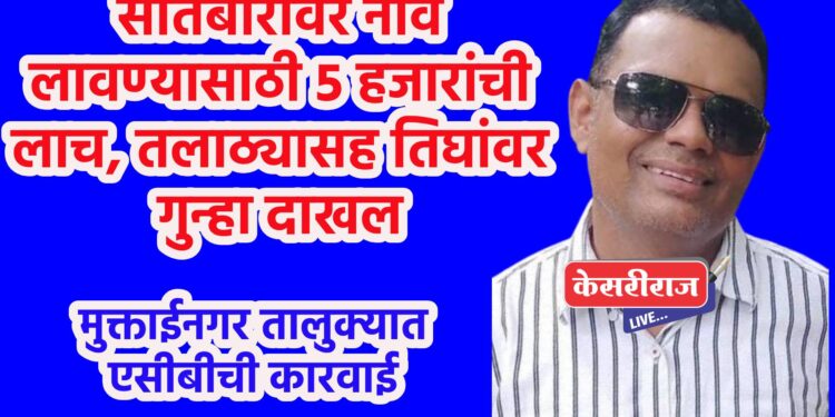 सातबारावर नाव लावण्यासाठी ५ हजारांची लाच, तलाठ्यासह तिघांवर गुन्हा दाखल