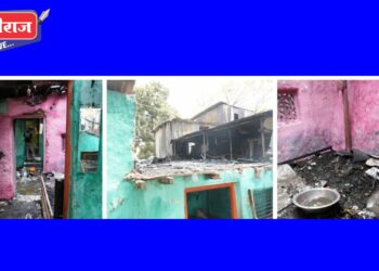 शॉर्टसर्कीटमुळे भीषण आगीत ३ घरे जळाली, अग्निशमन दलाच्या सतर्कतेने अनर्थ टळला !