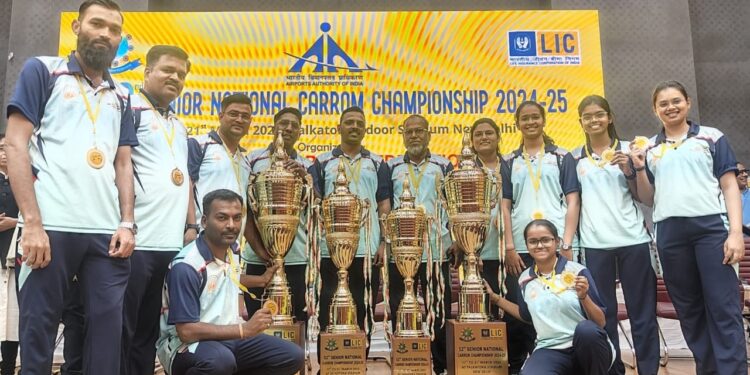 वरिष्ठ राष्ट्रीय कॅरम स्पर्धेत जैन इरिगेशनला दुहेरी मुकूट