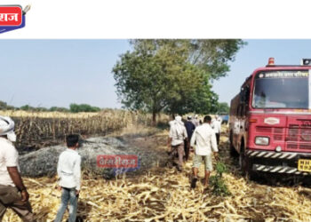 शॉर्टसर्किटने आग लागल्याने शेतातील पिके, ठिबक नळ्या जळून लाखोंचे नुकसान