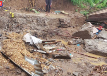 नागझिरी नाल्याच्या पाण्यामुळे बक्षिपूर येथे संरक्षण भिंत कोसळली