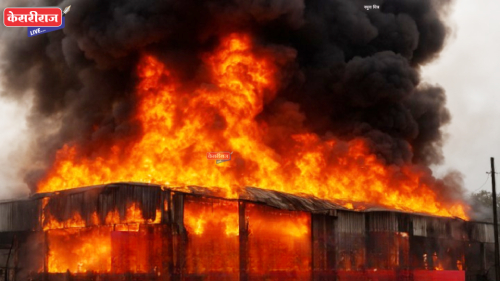 बॅटरीच्या कंपनीत भीषण आग लागून ५ कोटींचे साहित्य खाक