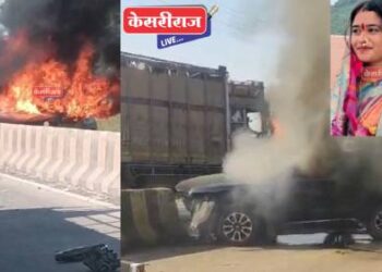 टायर फुटून कार पेटली; विवाहित महिलेचा होरपळून हृदयद्रावक मृत्यू !