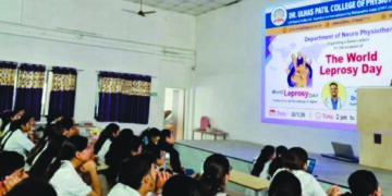 डॉ. उल्हास पाटील कॉलेज ऑफ फिजिओथेरपी येथे जागतिक कुष्ठरोग दिनानिमीत्त जनजागृती