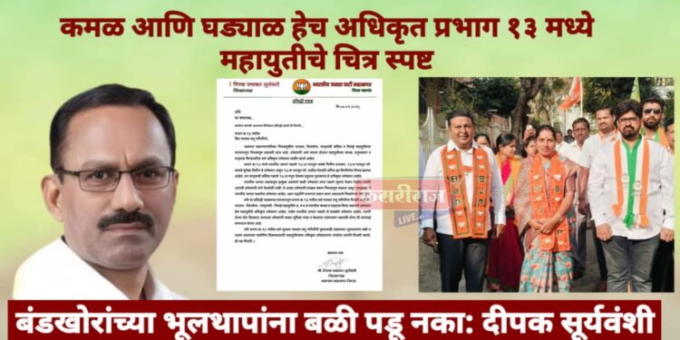 प्रभाग १३ मध्ये महायुतीची बंडखोरांना तंबी; अधिकृत उमेदवारांच्या प्रचारासाठी पत्रक जारी