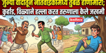 जुन्या वादातून नातेवाईकांमध्ये तुंबळ हाणामारी; कुर्‍हाड,  विळ्याने हल्ला करत तरुणाला केले जखमी