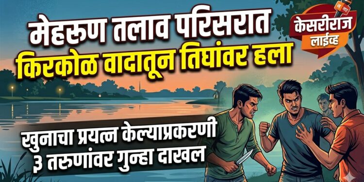 मेहरुण तलाव परिसरात किरकोळ वादातून तिघांवर चाकू हल्ला