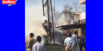 अजिंठा चौफुलीजवळ इलेक्ट्रिक डीपीला आग