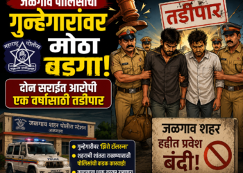 जळगाव पोलिसांचा गुन्हेगारांवर मोठा बडगा; दोन सराईत आरोपी एक वर्षासाठी तडीपार