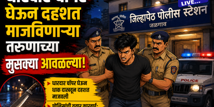 धारदार चॉपर घेऊन दहशत माजविणाऱ्या तरुणाच्या मुसक्या आवळल्या