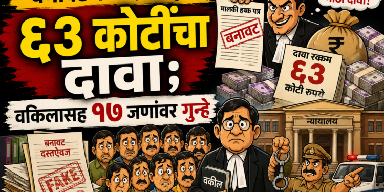बनावट कागदपत्रांद्वारे ६३ कोटींचा दावा; वकिलासह  १७ जणांवर गुन्हे