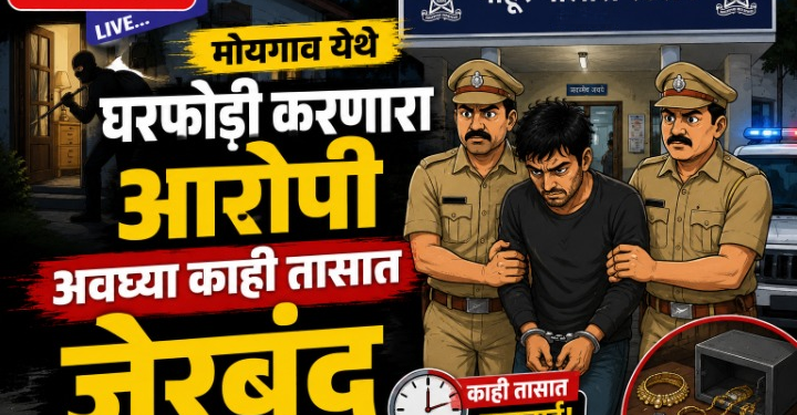 मोयगाव येथे घरफोडी करणारा आरोपी अवघ्या काही तासात जेरबंद