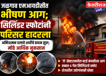 जळगाव एमआयडीसीत भीषण आग; सिलिंडर स्फोटांनी परिसर हादरला