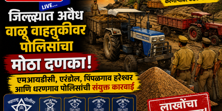 जिल्ह्यात अवैध वाळू वाहतुकीवर पोलिसांचा मोठा दणका