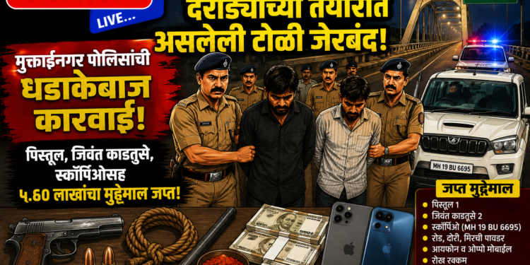 घोडसगाव पुलावर दरोड्याच्या तयारीत असलेली टोळी जेरबंद