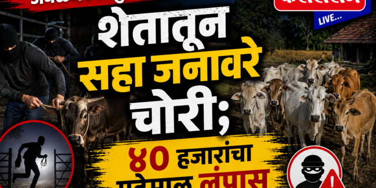 अमळनेर तालुक्यात शेतातून सहा जनावरे चोरी; ४० हजारांचा मुद्देमाल लंपास