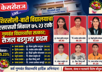 शिरसोली-बारी विद्यालयाचा एसएससी निकाल ७५.२३ टक्के