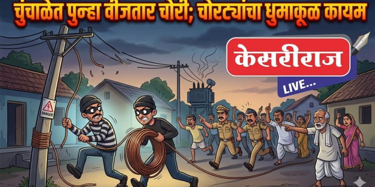 चुंचाळेत पुन्हा वीजतार चोरी; चोरट्यांचा धुमाकूळ कायम