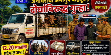 पिकअप वाहनातून जनावरांची अमानुष वाहतूक; दोघांविरुद्ध गुन्हा