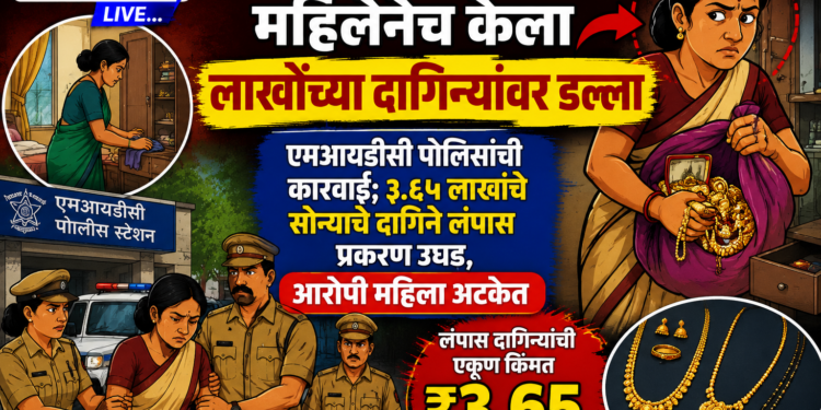 घरकाम करणाऱ्या महिलेनेच केला लाखोंच्या दागिन्यांवर डल्ला