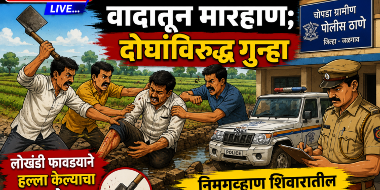 शेताच्या बांधाच्या वादातून मारहाण; दोघांविरुद्ध गुन्हा