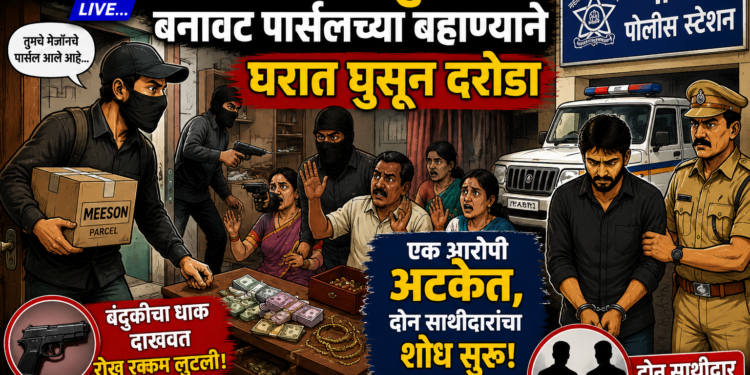 पाचोरा तालुक्यात बनावट पार्सलच्या बहाण्याने घरात घुसून दरोडा