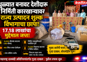 धुळ्यात बनावट देशीदारू निर्मिती कारखान्यावर राज्य उत्पादन शुल्क विभागाचा छापा