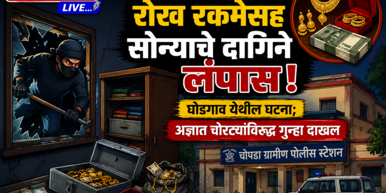 घरफोडी करून रोख रकमेसह सोन्याचे दागिने लंपास