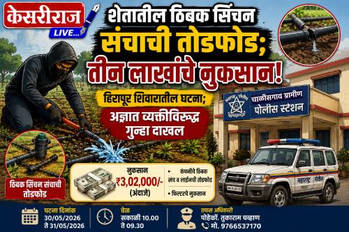 शेतातील ठिबक सिंचन संचाची तोडफोड; तीन लाखांचे नुकसान