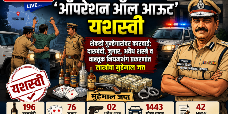 जळगाव पोलिसांचा ‘ऑपरेशन ऑल आऊट’ यशस्वी