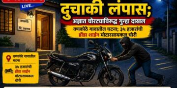 घरासमोरून दुचाकी लंपास; अज्ञात चोरट्याविरुद्ध गुन्हा दाखल