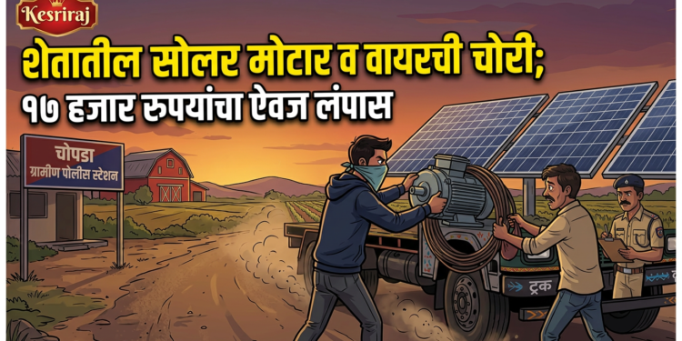 शेतातील सोलर मोटार व वायरची चोरी; १७ हजार रुपयांचा ऐवज लंपास